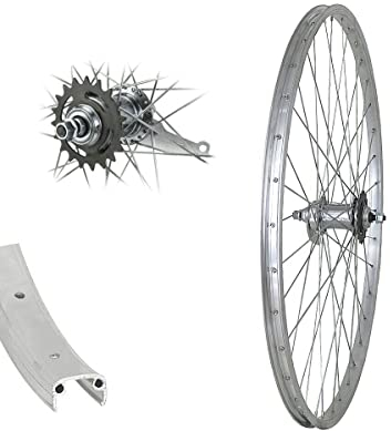 26 Zoll Bärwinkels Hinterrad Rücktrittbremse 1 Gang Laufrad mit Bremse Aluminium Silber 26 19-559