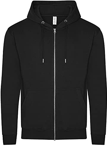 AWDis Just Hoods JH250 Unisex Organisch Hoodie mit Reißverschluss - Dunkelschwarz - XL