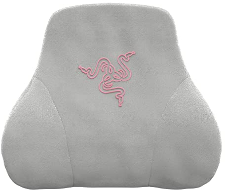 Razer Kopfkissen Nacken- und Kopfstütze für Gaming Stühle: ergonomisch geformt - Memory-Foam-Polsterung - umwickelt mit Plüsch rosa Samt - Quarz
