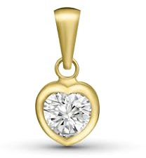Amberta Allure Damen Anhänger aus 9K Gold mit Zirkonia: Herz