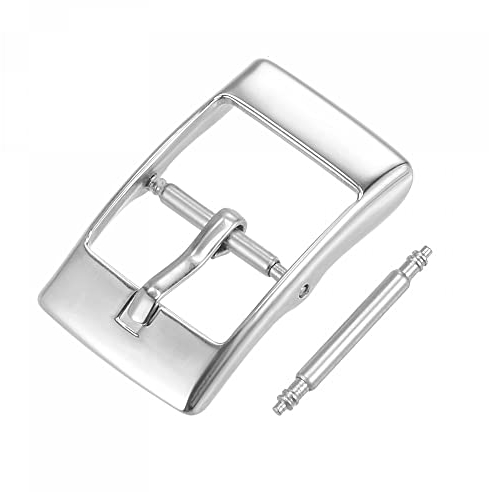 sourcing map Uhrenarmband Verschluss Ersatz Edelstahl polierte Silberton PVD Schnalle für 14mm breite Uhrenarmbänder mit Federsteg