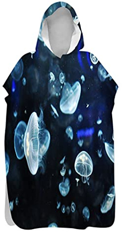 Hiseng Erwachsene Kinder Badeponcho, Tierdruck Bademantel Weich Badetuch Mikrofaser Schnelltrocknend Surf Poncho Schwimmen Strand Poncho mit Kapuze