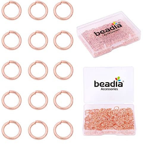 BEADIA Rose Gold Plated Jump Rings Non Tarnish 7mm 300pcs for Jewelry Making Findings