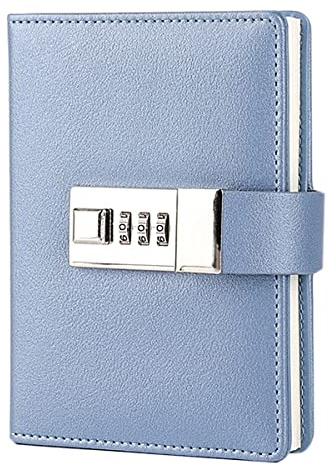 NectaRoy Mini Lockable Diary, PU Leather Cover Wirebound Writing Notebook, Pocket Journal with Lock, Office School Supplies Student Stationery, Size 3.94 x 5.51