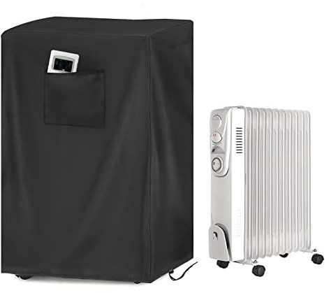Fenghome Black Oxford Fabric Electric Heater Protective Cover, Dust-proof, Waterproof, Drawstring, 52x25x61cm