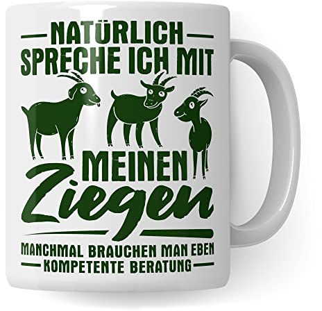 Ziege Tasse Geschenkidee Hirte Hirtin Kaffeetasse Geschenk für Bauern Bäuerin Kaffeebecher Bauernhof Becher (Weiß)