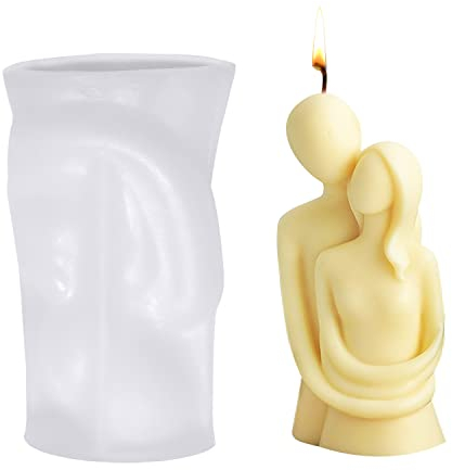 Prmape Kerzenform Silikon, Kerzenformen zum Gießen, 3D DIY Silikon Kerzenwachs Formen, Liebhaber Umarmen Kerzen Körperform, Kerzen Selber Machen Set für DIY Fertigkeit Dekorieren