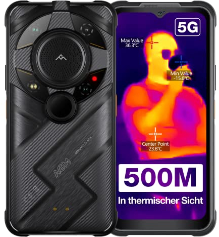 AGM G2 Guardian Outdoor Smartphone 5G mit 500 Metern Wärmebild Monokular, 8 GB RAM + 256 GB ROM, 256 x 192 Autofokus 10 mm Objektiv, Qualcomm QCM6490, 108 MP Kamera, 6,58 FHD+ 120 Hz