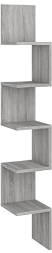 vidaXL Étagère Angle Murale Flottante Suspendue Meuble de Rangement Chambre à Coucher Salle de Séjour Sonoma Gris 20x20x127,5 cm Bois Ingénierie