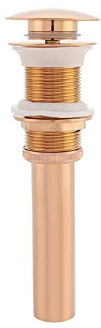 Brass Bathroom Basin Sink Unslotted Pop Up Waste Drain Stopper Without Overflow Click Clack Sprung Plug No Overflow (Rose Gold)