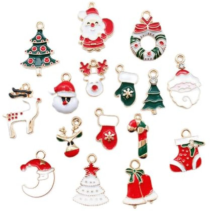 EODKSE Decoración Navideña Colgante, 20 Mini Adornos de Resina con Papá Noel, Muñeco de Nieve y Reno para Árbol de Navidad, DIY en Navidad,