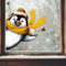 Wandtattoo Loft Fensterbilder Weihnachten mit winkenden Pinguin, links – Wiederverwendbar – A4 Bogen – Weihnachstdeko Fenster Kinderzimmer, Weihnachtsbilder Fenster, Fensterbild Winter