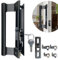 Young Dance Sliding Glass Door Handle Set with Lock - Easy to Install, Fits 1 to 1-1/8 Thick Doors, 6-5/8 Screw Hole Spacing, Perfect Replacement for Old Handle (Black)