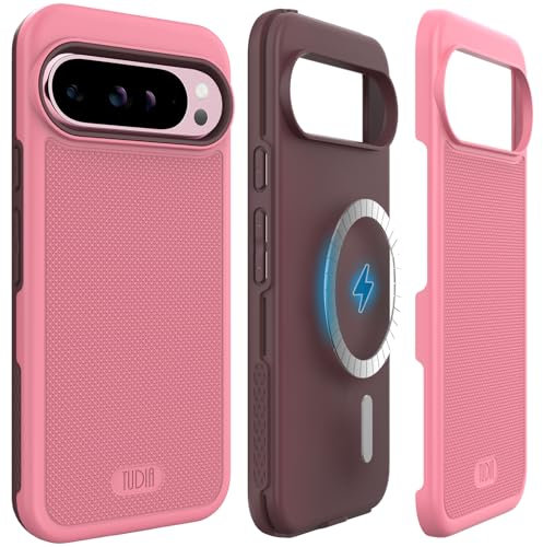 TUDIA MergeGrip Cover Progettato per Google Pixel 9 Pro XL (2024), [compatibile con MagSafe] sottile a doppio strato con bordo rialzato antiscivolo custodia per telefono (Rosa Fumé)