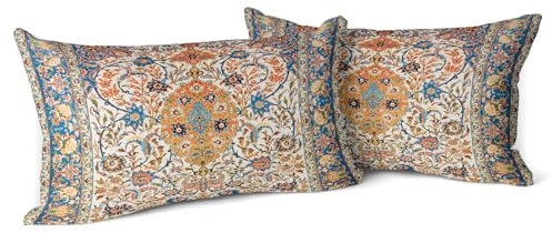 Snylcce 2er Set Frühlings Boho Kissenbezüge Dekokissen 30 x 50 Samt Soft Kissenbezug Böhmischer Retro Ethno Dekorative Kissenhülle Zierkissenbezüge für Sofa Schlafzimmer Zuhause Steinbraun