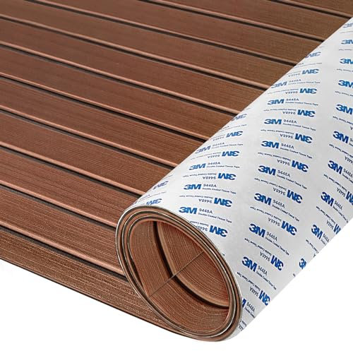 HXBYX EVA Schaum Boot Bodenbelag mit 3M Selbstklebende Unterstützung DIY Boote Decking Marine Blatt Faux Teak Material, rutschfeste Kühler Pads für Kajak Yacht SwimPool RV 240X112cm/240X79cm/240X41cm