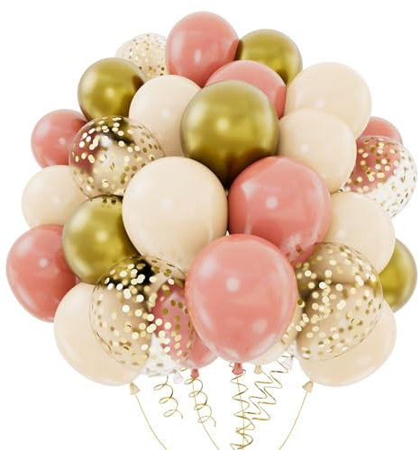 Palloncini Oro Rosa Beige, 62 Pezzi 12 Pollici Palloncini Rosa Antico Albicocca Oro, Set di Palloncini Oro Rosa Decorazioni per Feste per Compleanno, Matrimoni, Baby Shower, Addio al Nubilato