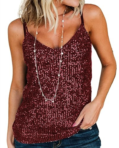 AirMood Damen Sexy Pailletten Oberteil Glitzer Tops Festival Party Outfit | Hochwertige und Weiche Innenbeschichtung, lockere Passform, geeignet für Las Vegas, Disko, Party, Festival