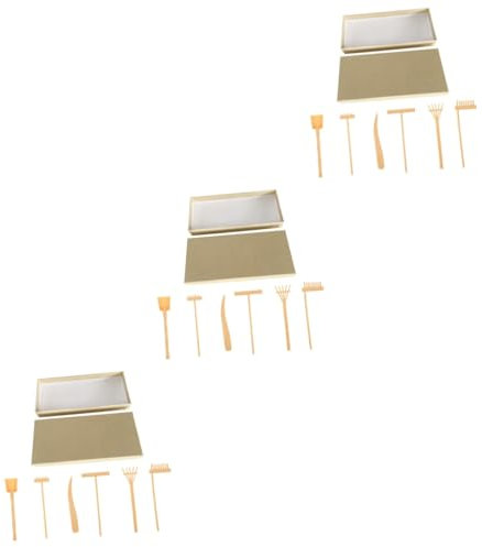BCOATH 3 Ensembles Ensemble râteau à Sable Zen Jardin Zen pour Bureau râteau de Jardin Zen Jaune Portable bouda Decoration Interieure Outils de râteau de Jardin Zen décors de Jardin Zen