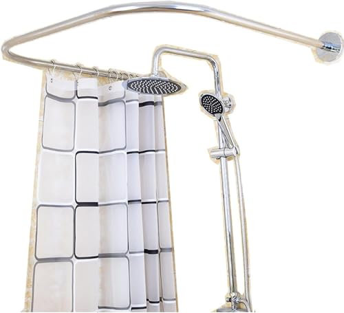 Edelstahl U-förmige Duschvorhangstange mit Eckhalterung für Badezimmer - Runde Duschstange und Stange Set für Vorhang und Balkon