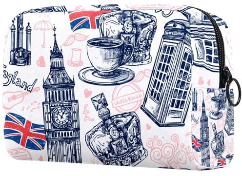 England London Elements Collection Kosmetiktasche für Damen, Reise-Kulturbeutel, groß, Make-up, praktische Tasche, Organizer-Tasche mit Reißverschluss, multi, 18.5x7.5x13cm/7.3x3x5.1in, Kulturbeutel