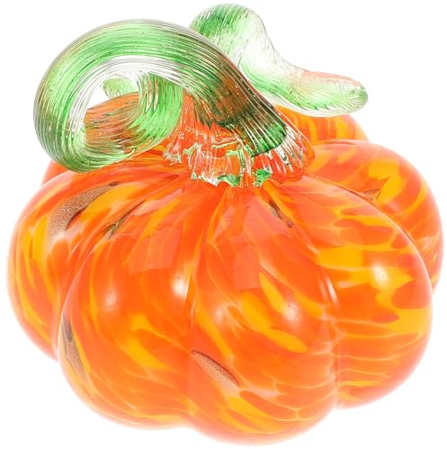 Alipis Miniatur-kürbisse Aus Glas 80 Mm Erntedank-Statue Orange Dekoratives Kürbis-Ornament für Den Schreibtisch