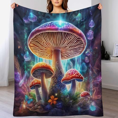 AAPZY Decke Pilz Decke Tagesdecke - Weiche Flannel Decke Mit Muster Sofadecke - Baumwolldecke Wohndecke Sofaüberwurf Bettüberwurf (100×130cm)