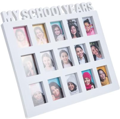 VOSAREA Klassenrekord Fotorahmen Bilderrahmen Schultage Fotorahmen Schuljahre Bildermatte Collagenbilder 8 X 12 Bilderrahmen Schultage Fotocollage Kunststoff Weiß