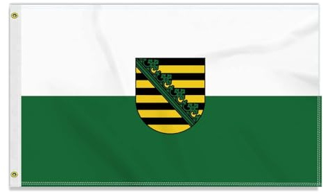 Große 90×150 CM Sachsen Flagge,großes 150D Deutsche Bundesland Freundschafts banner, Deutschlandfahne Doube-Seitendruck Dekor Messingösen large Saxony