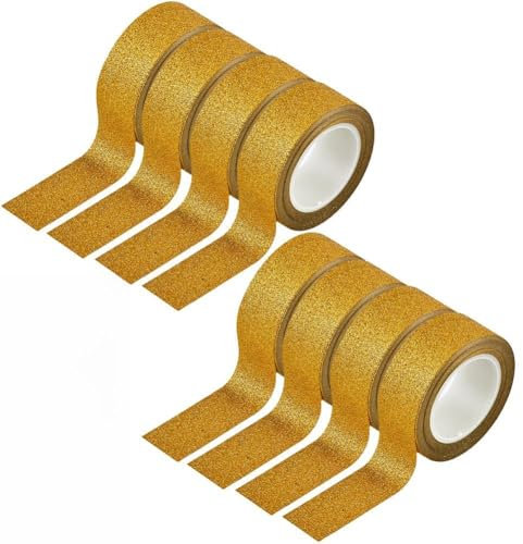 GORGECRAFT 8 Rolle X 10 m DIY Glitzer Tape Set 15mm Breit Funkelndes Dekoratives Klebeband Goldenes Abdeckband Set Scrapbook Zubehör Tape Für Tagebuch Handbuch Fotoalbum Basteln Und Geschenke
