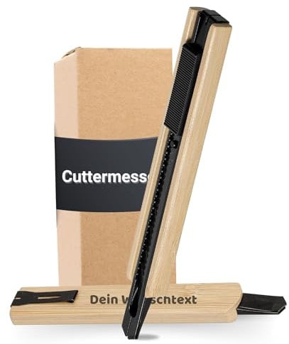 Personalisiertes Cuttermesser 'Slice' - Geschenkidee zum Geburtstag für Papa, Freund & Opa - schwarzes Teppichmesser mit austauschbare Edelstahlklinge sorgt für Präzision , Farbe:schwarz