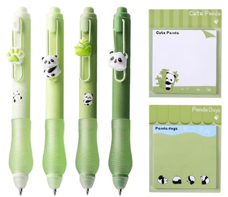 4-Teilige Panda-Stifte Und Zweiteilige Panda-Sticky-Notizen, Niedliche Schreibwaren, Lustige Schreibwaren, Schulmaterial, Schülern Briefpapier.