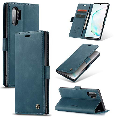 Phernykas Handyhülle für Samsung Galaxy Note 10 Plus Hülle Leder,Magnetische Klapphülle mit kartenfach und Standfunktion Schutzhülle Lederhülle Samsung Note 10 Plus Flip Case (Blaugrün)