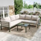 Merax Gartenmöbel Set 4-Personen, Sitzgruppe Gartenlounge mit Kissen & Tisch, Outdoor Ecksofa-Set aus verzinktem Eisen, Tischplatte aus Glas, Möbel wetterfest für Garten Balkon Terrasse, Grün & Beige