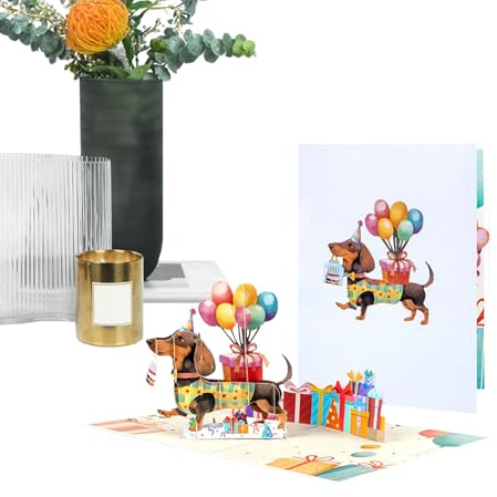 Misaakoeq 3D Geburtstagskarte - Pop-up Glückwunschkarten Geburtstag Hund - Niedliche Grußnotiz für Enkel Sohn Tante Mutter Tochter Ihn Freundin Freund Opa Sie
