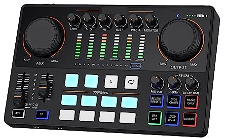 RUHEN Soundkarten-Kit, Soundkarten-Set mit XLR-Mikrofonschnittstelle, Podcasting für DJ, Live-Streaming, Telefon, Computer, PC, AME2A, Studio-Setup zum Aufnehmen von Musik
