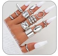 GUSXPPD 14-16 Stück Chunky Ringe für Frauen, Verstellbare Stapelbare Ringe, Offene Verstellbarer Ring, Chunky Dick Gold Rings für Damen Mädchen, Stapel Ring für Frauen (Silber-14 Stück)