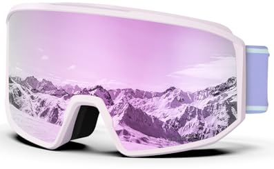 BEACOOL Snowboard Brille für Brillenträger Herren Damen Skibrille, Winddicht Brille, Anti Fog UV Schutzbrille, Skibrille Männer Frauen für Skifahren Motorrad Fahrrad Skaten,Lila
