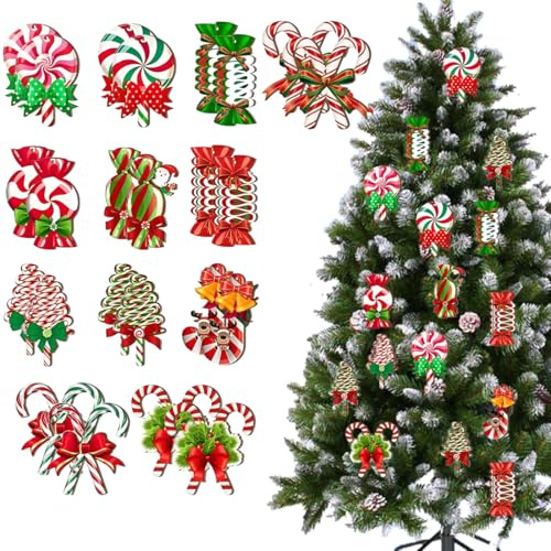 OIXEYA 24pz Decorazioni Albero di Natale in Carta, Ciondoli Ornamenti Addobbi da Appendere, Etichette Regalo Fai da Te, per Addobbi Natalizi per Albero