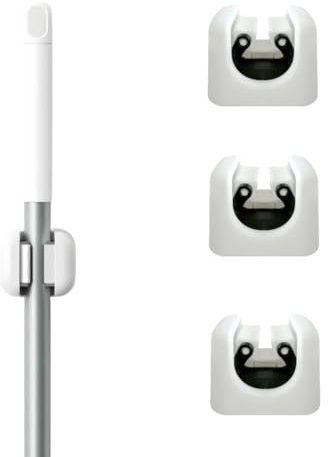 YANCONGLIDEYAN 3 PCS Broom Mop Holder Wall Mounted Self Adhesive Mop Holder for Mop and Broom,Tool Tidy Storage Fit Bathroom,Office,Kitchen,Garage, Garden, Storage and Save Space