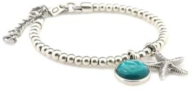 QOSS Armband ZOEY silber 12 mm Stein turquoise mit Seestern