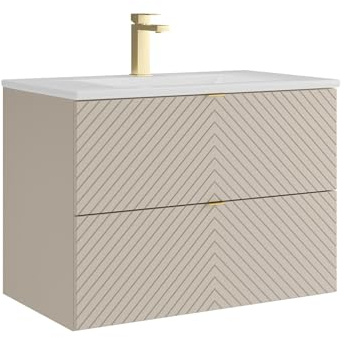 Vente-unique - Einzelwaschtisch Dorioni -L 80cm x B 46.5cm x H 61.6cm- MDF - beige