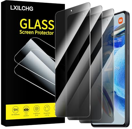 LXILCHG Lot de 3, Anti-Espion Verres Trempés pour Xiaomi Redmi Note 12 Pro 4G/5G, Dureté 9H, Anti-Empreintes, Sans Bulles, Anti-Rayures, facile à installer, Haute définition