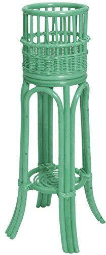 Korb-Outlet Blumenständer aus echtem Rattan/Blumensäule für eine Pflanze (Hell Grün)