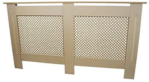 Radiator Cover Natural Unfinished MDF Wood Trellised Grill Modern Heating Home Furniture Cabinet Shelf 1515mm