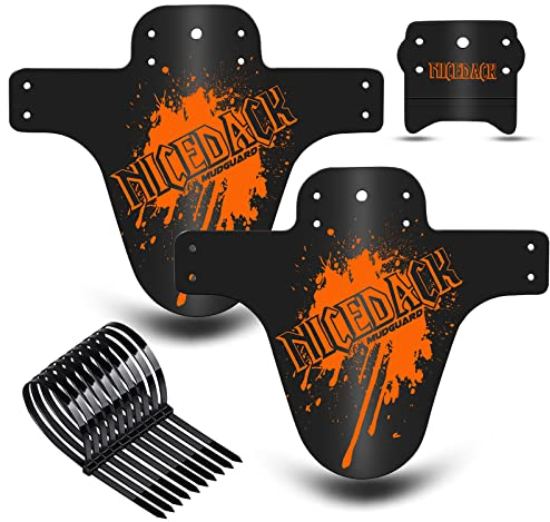 NICEDACK MTB Schutzbleche,Fahrrad Mudguard 2 Stücke MTB Mud Guard Mountainbike Hinten und Vorne Schlamm schaber Spritzschutz (A-Schutzbleche, A-Orange)