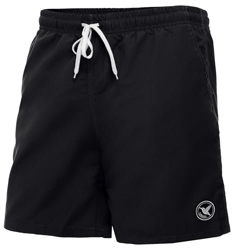Ladeheid Short de Bain Homme, Séchage Rapide avec Filet Intérieur, Maillot de Bain Homme Piscine, Poches Latérales et Arrière, Ceinture Élastique avec Cordon Ajustable LA40-129 (Noir, L)