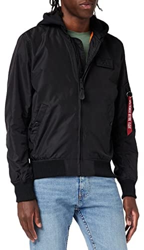 Alpha Industries Herren MA-1 TT Hood Bomberjacke, Black/Black, L