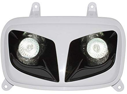 Motodak Doppeloptik Replay rrr8 für MBK 50 Booster 2004 + Yamaha 50 bws 2004+ weiß-schwarz mit 2 Halogen 20 W **