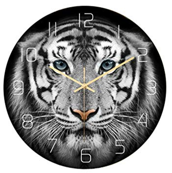 Healifty Tiger Tier Wanduhr nicht tickend leise nicht tickend dekorative Wanduhr für Schlafzimmer Wohnzimmer Büro Dekoration ohne Batterie